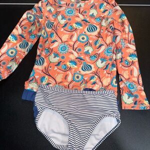Floral Orange and Blue Kids Swim Set